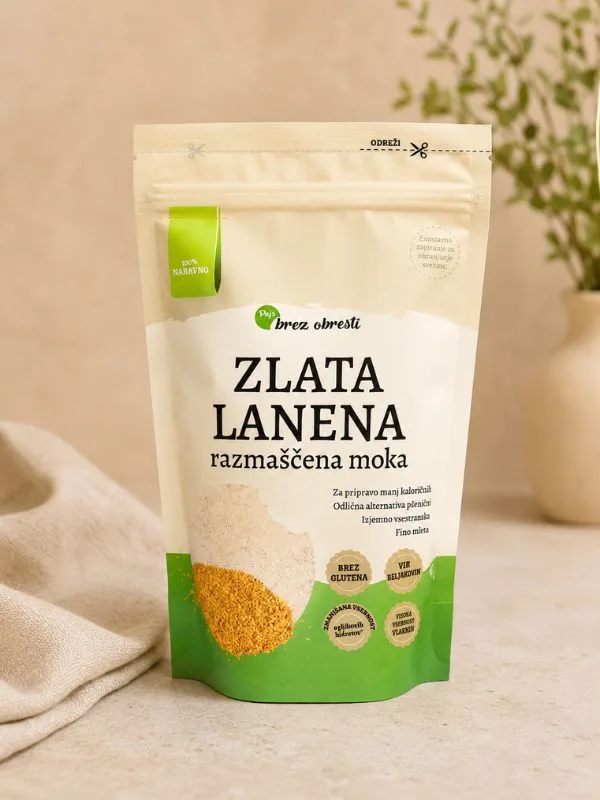 Zlata lanena razmaščena moka