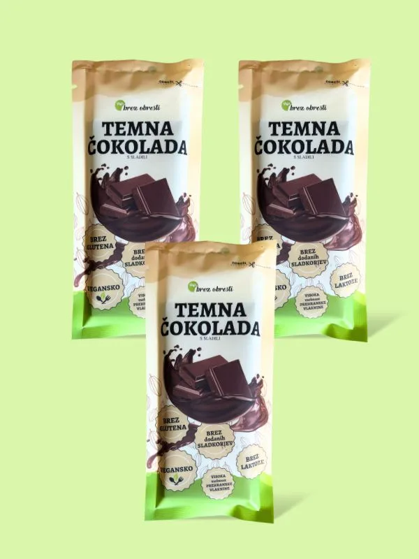 Temna čokolada s sladilom(-i) 2 + 1 GRATIS