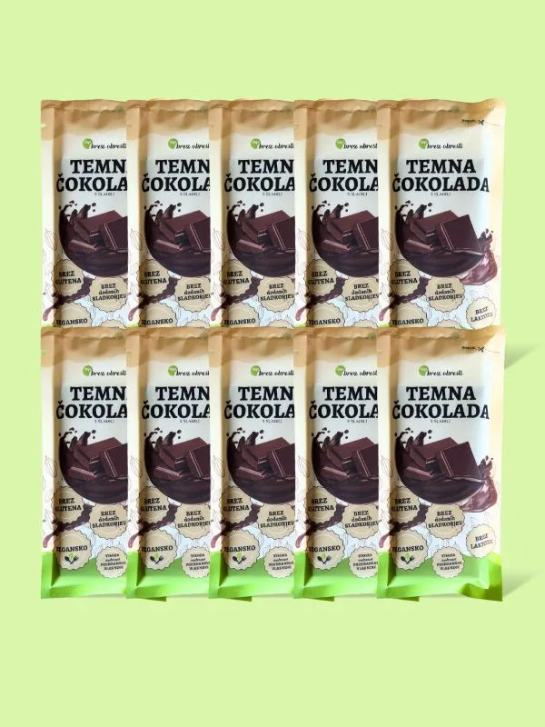 MEGA PAKET 4: Temna čokolada s sladilom 10x